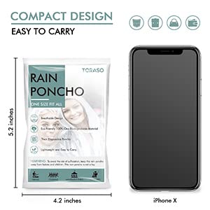 Rain Poncho with Hood for Adults, Disposable Rain Poncho Adult Emergency Raincoats Disposable
