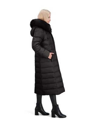 Nellie Long Coat for Women-Insulated Jacket with Removable Faux Fur Trim