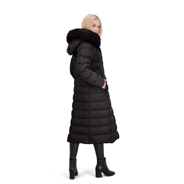 Nellie Long Coat for Women-Insulated Jacket with Removable Faux Fur Trim