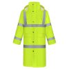 Hi Vis Rain Coat for Men & Women - Waterproof Jacket with Hood, Heavy Duty for Safety Work & Outdoor Activities, 3XL Yellow