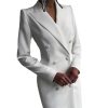 Women's Suit Blazer Double Breasted Peaked Lapel Long Jacket Ladies Prom Evening Guest Formal for Wedding Cocktail