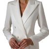 Women's Suit Blazer Double Breasted Peaked Lapel Long Jacket Ladies Prom Evening Guest Formal for Wedding Cocktail