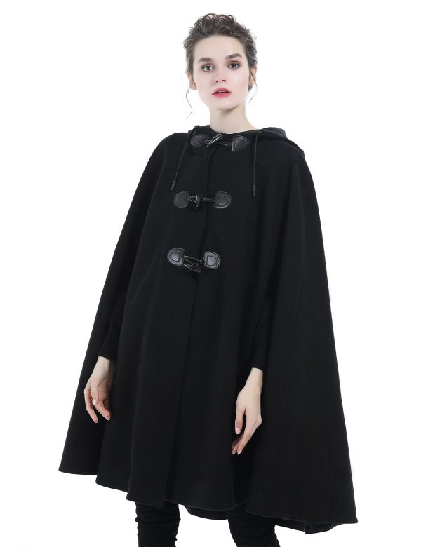 Cape Coat Women Hooded Poncho Cloak Vintage Plus Size Outwear Winter