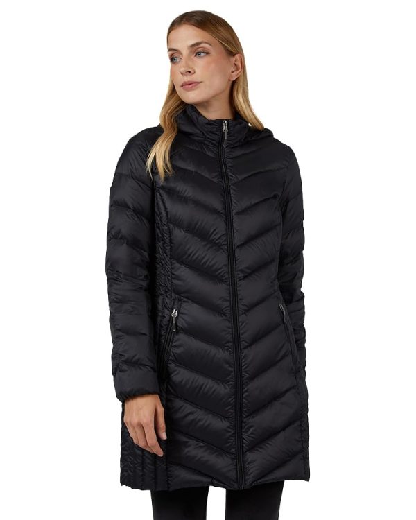 Heat Women's 3/4 Ultra-Light Down Packable Hooded Jacket| Slim Fit | Layering | Water Repellant