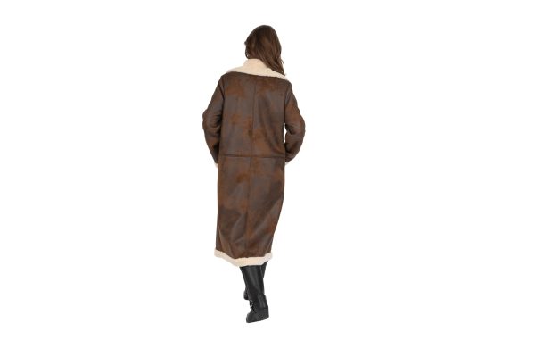 Women's Faux Shearling Maxi Double Breasted Coat