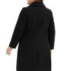 Plus Size Women Long Coats Peter Pan Collar Single Breasted with Pockets Trench Winter Long Peacoat