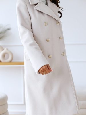 Women's Winter Lapel Double Breasted Office Work Long Wool Pea Coat Overcoat
