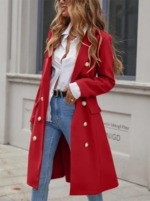 Womens Long Wool Coat for Women Fall Winter Trench Coat Trendy Jackets