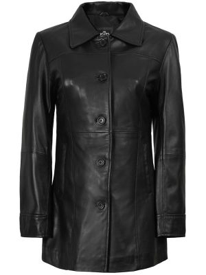 Womens Leather Jacket - Vintage Style Long Leather Jacket Women