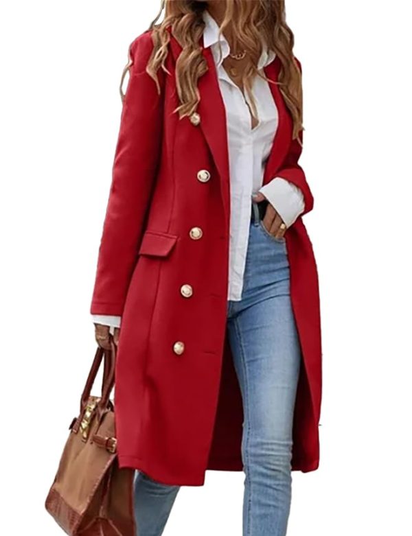 Womens Long Wool Coat for Women Fall Winter Trench Coat Trendy Jackets