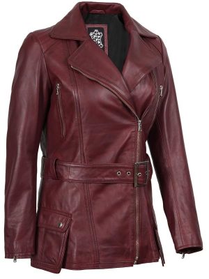 Leather Jacket Women - Real Lambskin Long Womens Leather Jacket