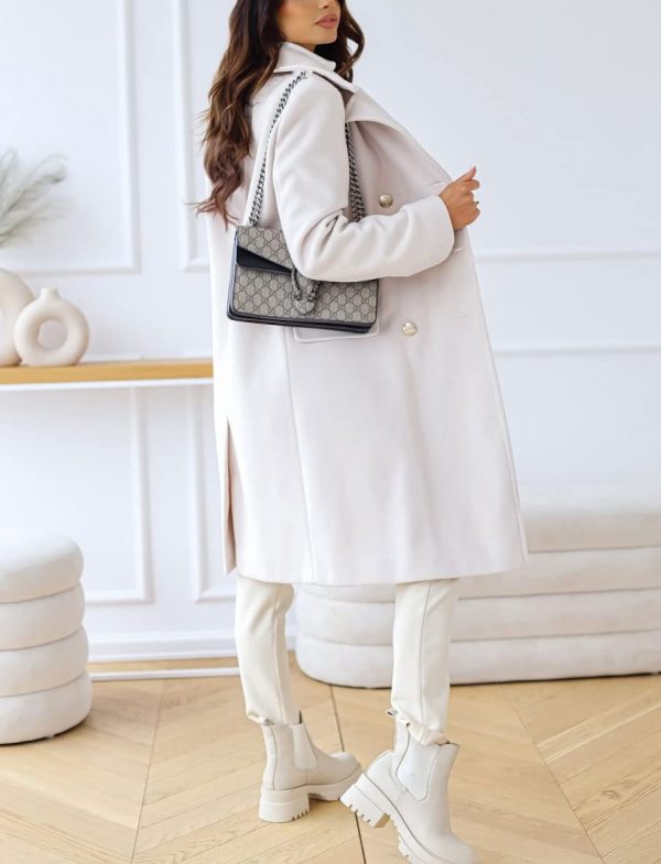 Women's Winter Lapel Double Breasted Office Work Long Wool Pea Coat Overcoat