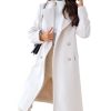 Women's Winter Lapel Double Breasted Office Work Long Wool Pea Coat Overcoat