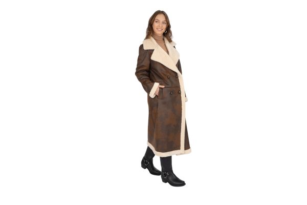 Women's Faux Shearling Maxi Double Breasted Coat