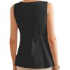 2025 Womens Summer Long Linen Vest Sleeveless Lightweight Fully-Lined Single Breasted Casual Work Tops Pockets
