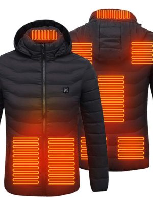 Heated Jacket Heated Coat for Women and Men with Detachable Hood, for Winter Cycling, Skiing, Camping, Fishing, Electric