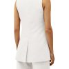 2025 Women's Summer Linen Vest Blazer Long Y2K Lightweight Fully-Lined V-Neck Fashion Casual Jackets Tops Pockets