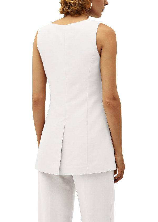 2025 Women's Summer Linen Vest Blazer Long Y2K Lightweight Fully-Lined V-Neck Fashion Casual Jackets Tops Pockets