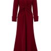 Womens Twist-Front Maxi Coat