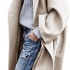 Women's Winter Wool Coat Notch Lapel Single Breasted Casual Mid Long Pea Trench Coat