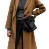 Womens Lapel Peacoat Winter Double-Breasted Outerwear Mid Long Jacket Casual Trench Coat