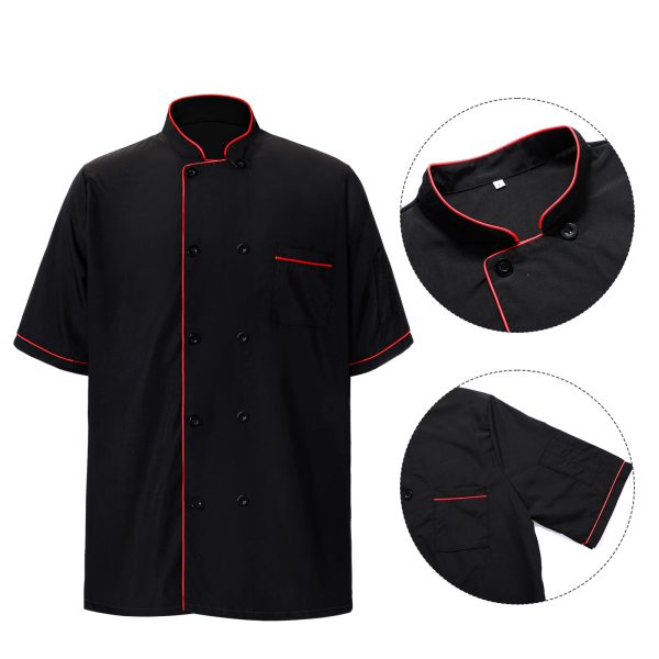 2 Pack Unisex Chef Coat Short Sleeve Chef Jacket Costume for Men Women