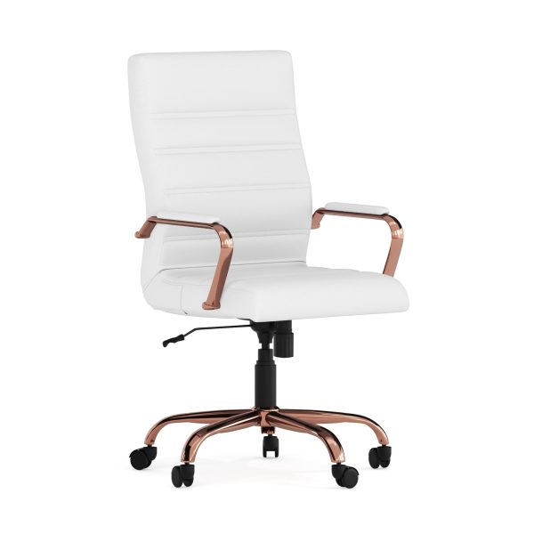 Whitney High-Back Swivel LeatherSoft Desk Chair with Padded Seat and Armrests, Adjustable Height Padded LeatherSoft Office