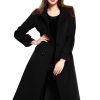 Women's Wool Trench Coat Winter Double-Breasted Jacket with Belts