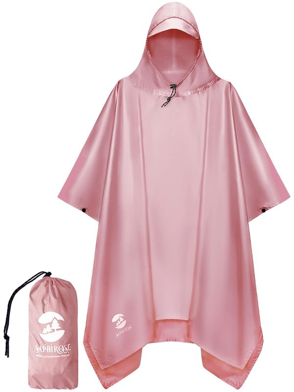 Hooded Rain Poncho Waterproof Raincoat Jacket for Men Women Adults