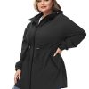 Women's Plus Size Long Hooded Raincoat Lightweight Waterproof Windbreaker Jacket