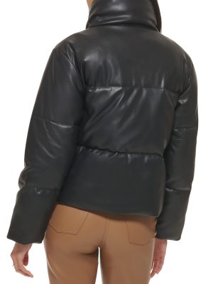 Women's Vegan Leather Quilted Shorty Puffer