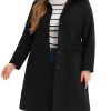 Plus Size Women Long Coats Peter Pan Collar Single Breasted with Pockets Trench Winter Long Peacoat