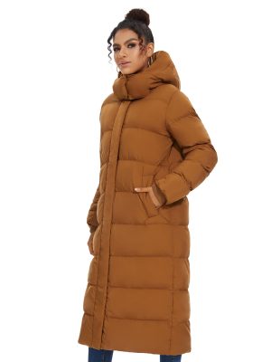 Women's Long Quilted Puffer Coat, Winter Warm Maxi Puffer Jacket with Detachable Hood