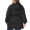 Women's Plus Size Long Hooded Raincoat Lightweight Waterproof Windbreaker Jacket