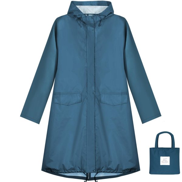 Waterproof Rain Poncho Lightweight Reusable Hiking Hooded Coat Jacket for Outdoor Activities