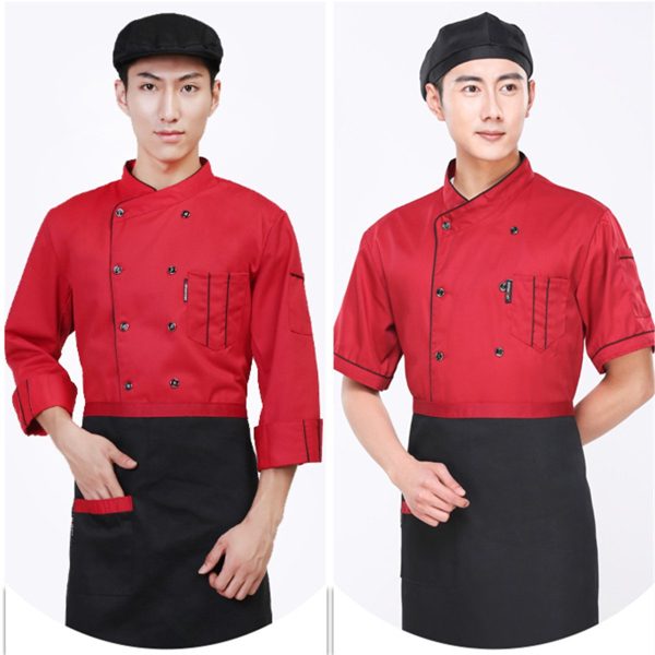 Unisex Chef Coat Long Sleeves/Short Sleeves Double-Breasted Kitchen Chef Uniform