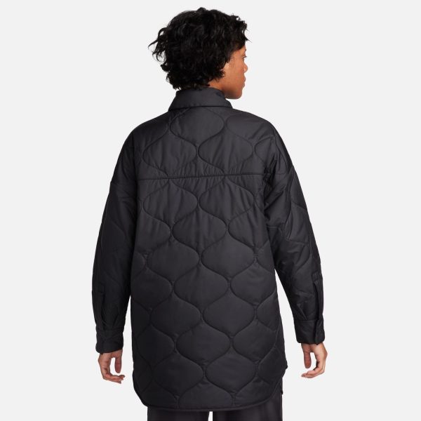 Sportswear Essential Women's Quilted Trench Jacket (US, Alpha, Medium, Regular, Regular, Black/White)
