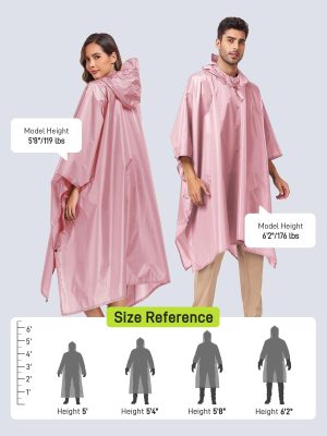 Hooded Rain Poncho Waterproof Raincoat Jacket for Men Women Adults