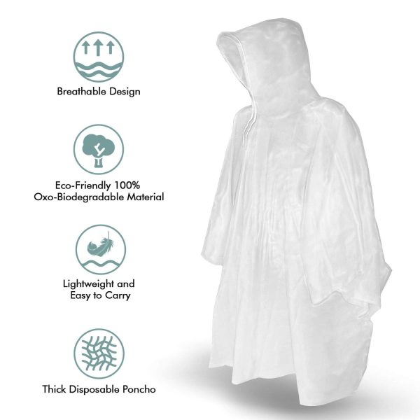 Rain Poncho with Hood for Adults, Disposable Rain Poncho Adult Emergency Raincoats Disposable