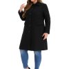 Plus Size Women Long Coats Peter Pan Collar Single Breasted with Pockets Trench Winter Long Peacoat