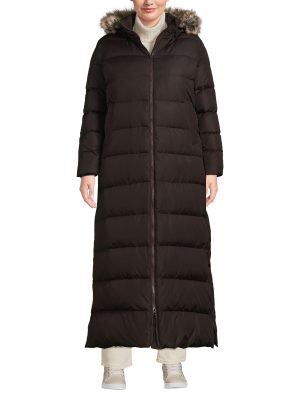 Womens Long Maxi Down Coat Rich Brown Plus 2x