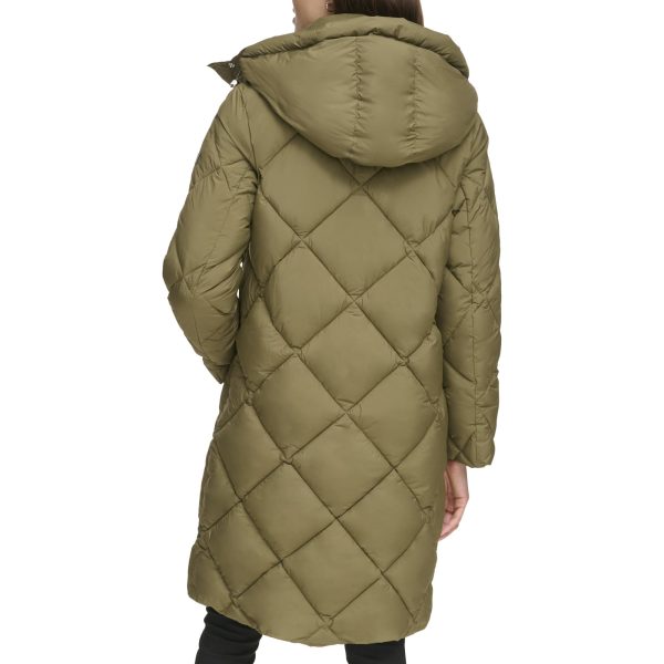 Womens Diamond Quilted Long Puffer Coat