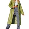 Women's Casual PU Leather Long Jacket Lapel Open Front Trench Coat with Belt