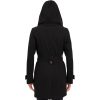 Women's Double Lapel Thigh Length Button Front Wool Coat with Belt