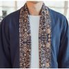 Mens Long Kimono Cardigan Open Front Print Cotton Linen Trench Coat