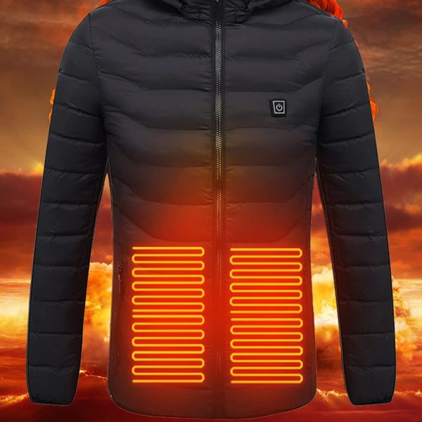 Heated Jacket Heated Coat for Women and Men with Detachable Hood, for Winter Cycling, Skiing, Camping, Fishing, Electric