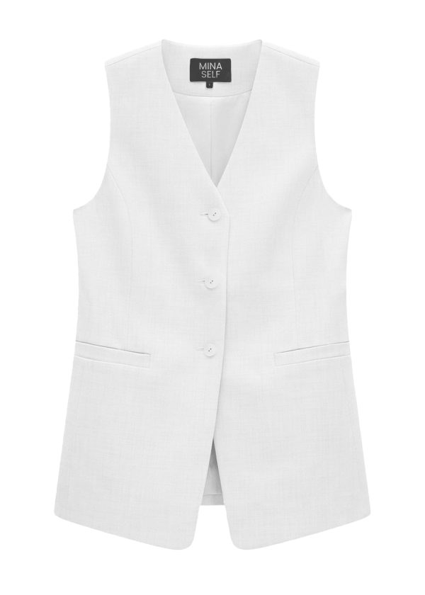 2025 Women's Summer Linen Vest Blazer Long Y2K Lightweight Fully-Lined V-Neck Fashion Casual Jackets Tops Pockets