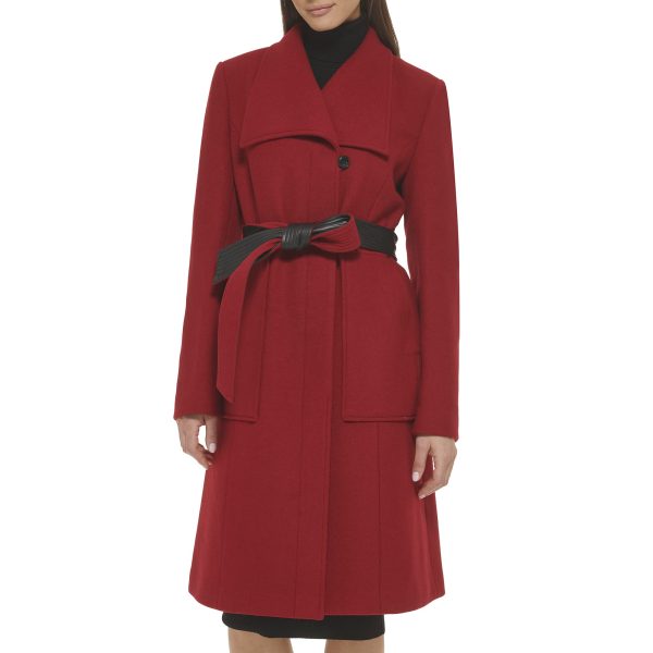 Women's Belted Coat Wool with Cuff Details