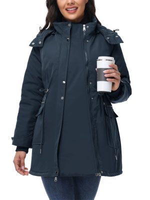 Maternity 3 in 1 Winter Coat Thicken Quilted Lined Warm Hooded Outwear Long Puffer Down Jacket Parka with Pockets