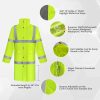 Hi Vis Rain Coat for Men & Women - Waterproof Jacket with Hood, Heavy Duty for Safety Work & Outdoor Activities, 3XL Yellow